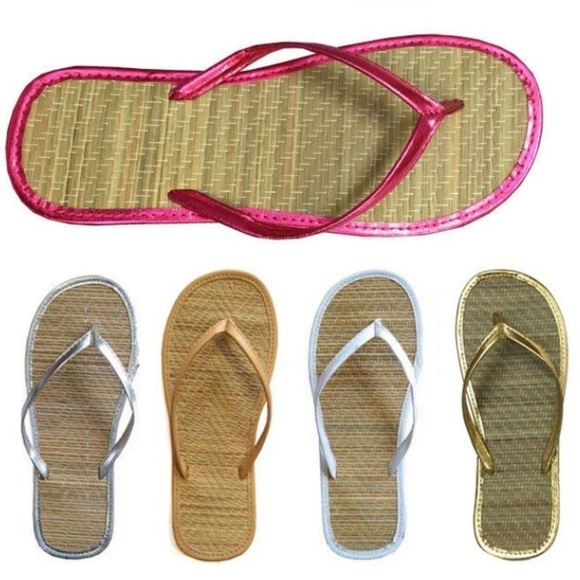 🔴 5 for $10 ONE PAIR Beige Bamboo Flip Flop Sandals Size 8 - Picture 5 of 5